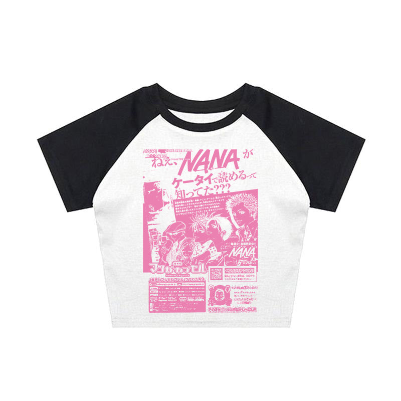Dame Crop-Top med kreativ grafisk tryk Skovae