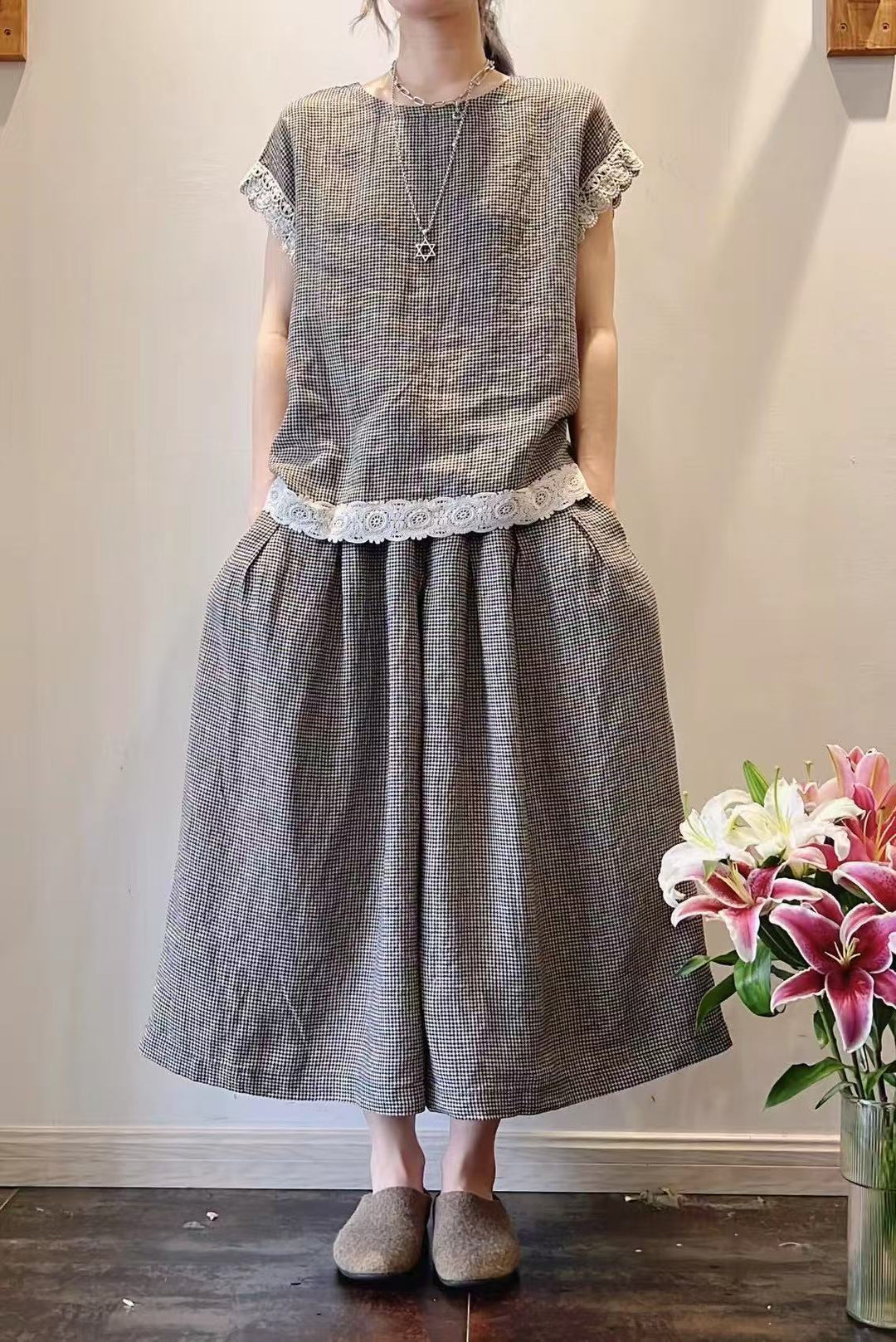 Femme Elegante Linned To-delt Sæt Stilla