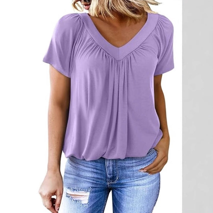 Dame Relaxed Fit V-Hals Bluse Stilla
