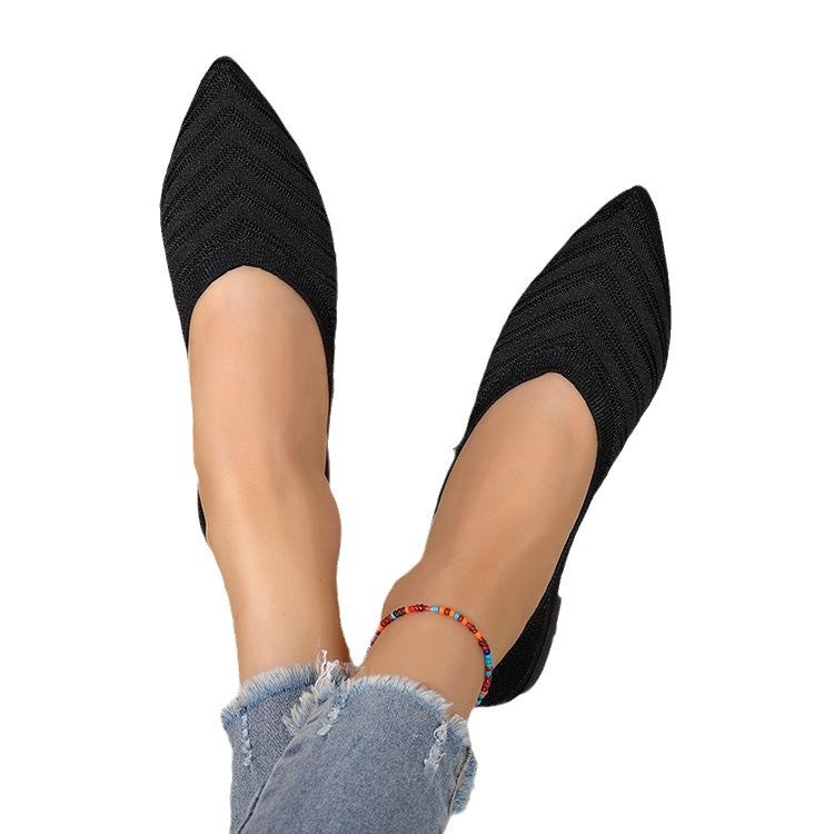 Dame elegante spidse Ballerinas med fashionabel strikdesign Stilla