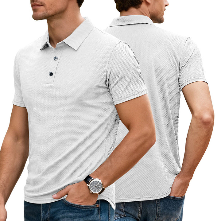 Herrer nano struktureret mikrojacquard-polo-shirt med slank pasform og elastisk komfortstretch Skovae