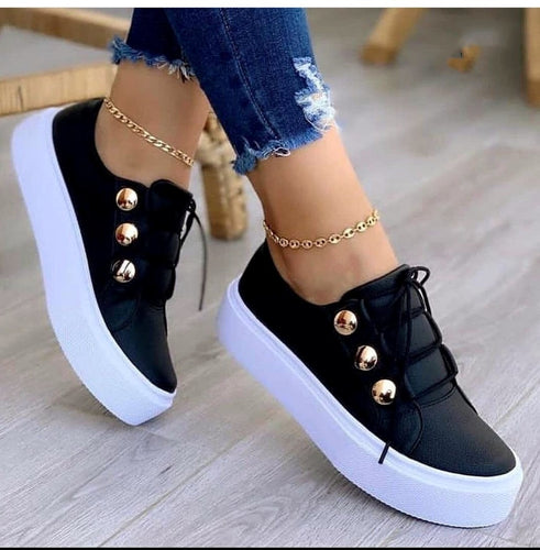 Dame Mode Plateau-Sneakers med metallic-detaljer og behagelig sål Stilla