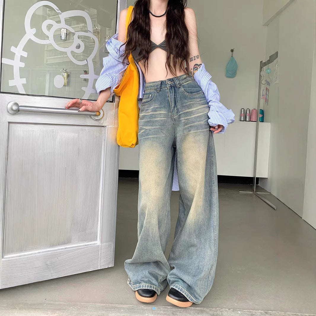 Kvinders Loose Fit Jeans med Vintage Effekter Stilla