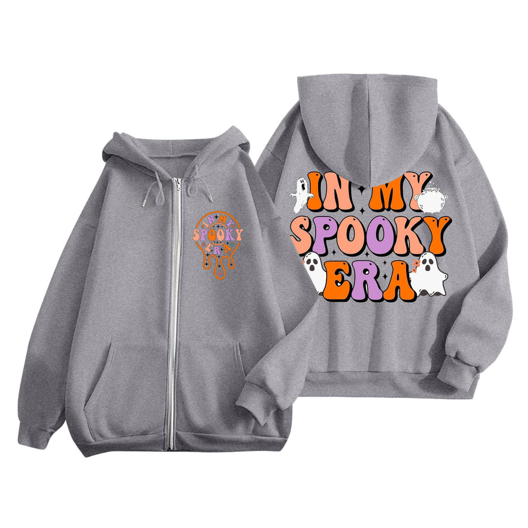Kvinders hoodie med creepy print og kængurulommer Stilla