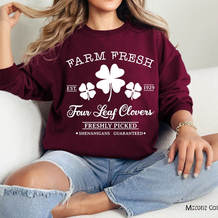 Dame fritids sweatshirts med vintage-inspireret kløvermotiv og behagelig pasform Stilla