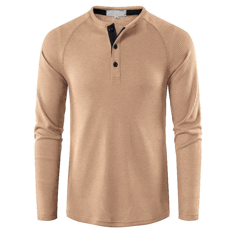 Herrer Langærmet Henley Skjorte med struktureret Design Stilla