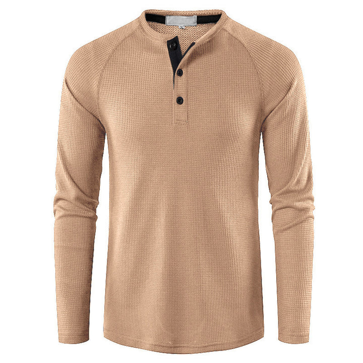 Herrer Langærmet Henley Skjorte med struktureret Design Stilla