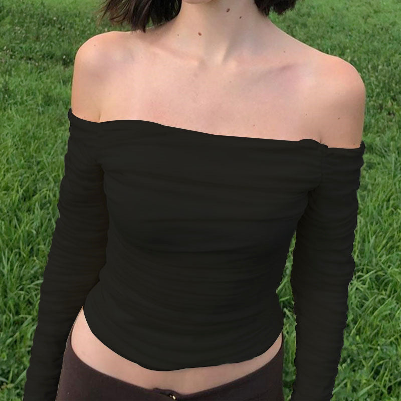 Dame Off-Shoulder Top med raffinerede flæsedetails Stilla