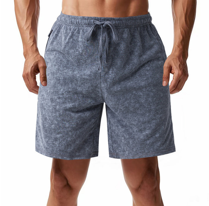 Herren nan løst skårne frotté-shorts med elastisk talje, snoretræk og sidelommer Skovae