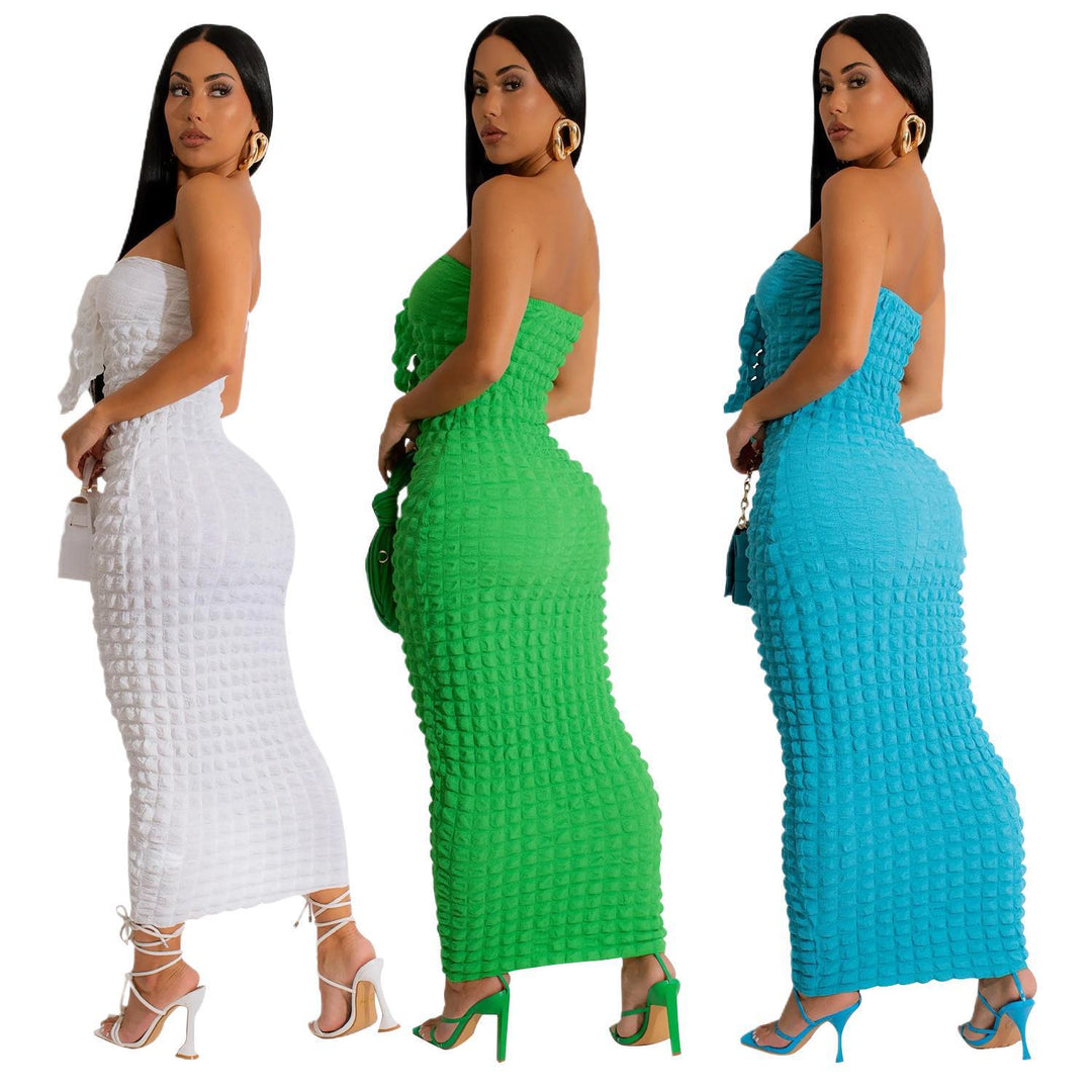 Dame Struktureret Strapless Maxi Kjole Stilla