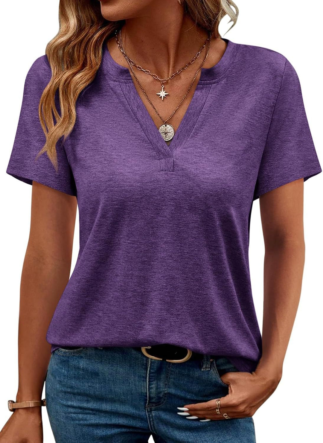 Dame Fritid V-Hals T-Shirt Stilla