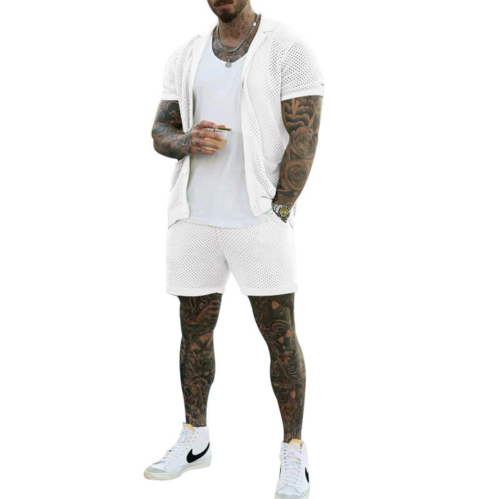Herre åndbart sportoutfit med moderne netdesign Stilla