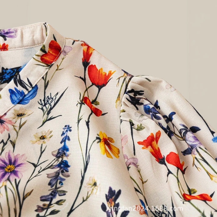 Dame Floral Print Peplum Bluse Stilla