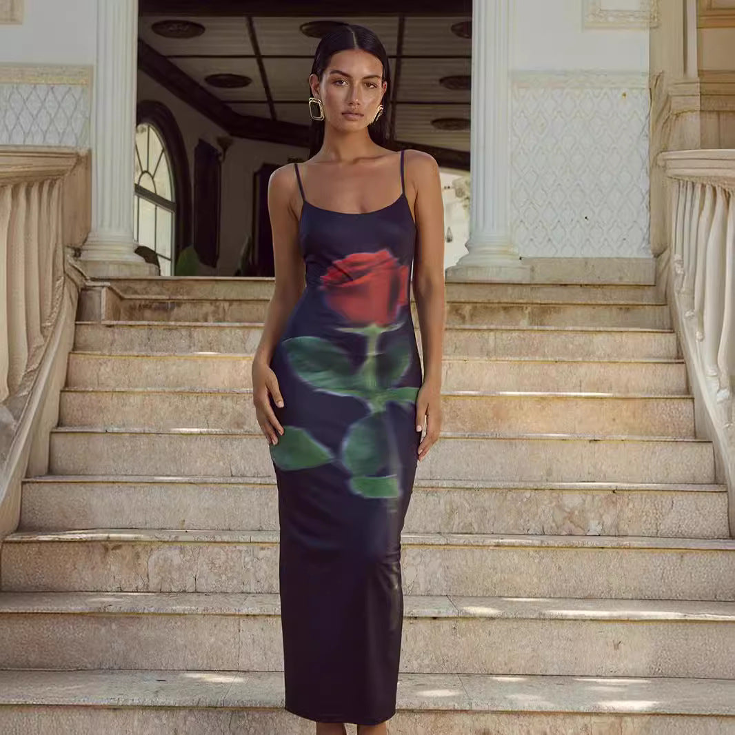 Femme Floral Print Bodycon Kjole Stilla