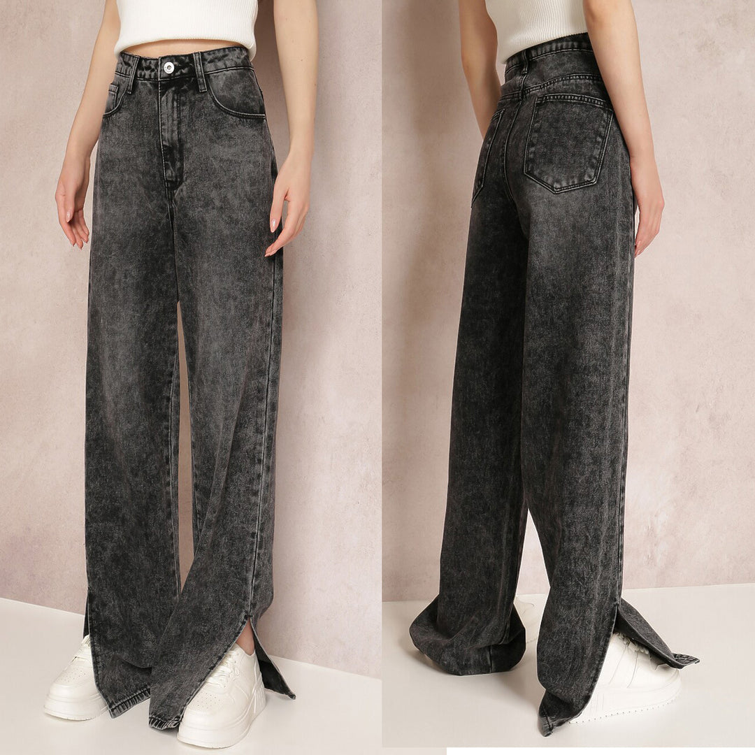 Dame brede jeans med sidelængde og afslappet snit Stilla