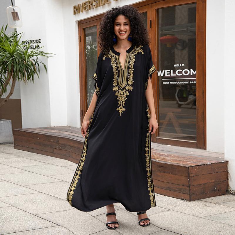 Dame Elegant Kaftan med kunstfærdige broderidetaljer Stilla