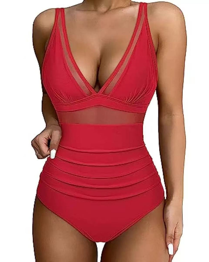 Dame højtaljede bikinier med mesh-detaljer og dyb udskæring Stilla