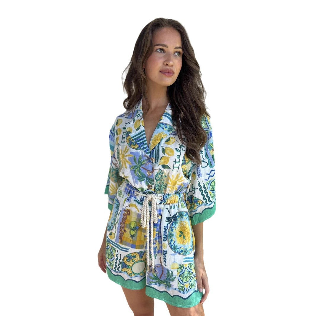 Ladies beach dress with colorful pattern Skovae