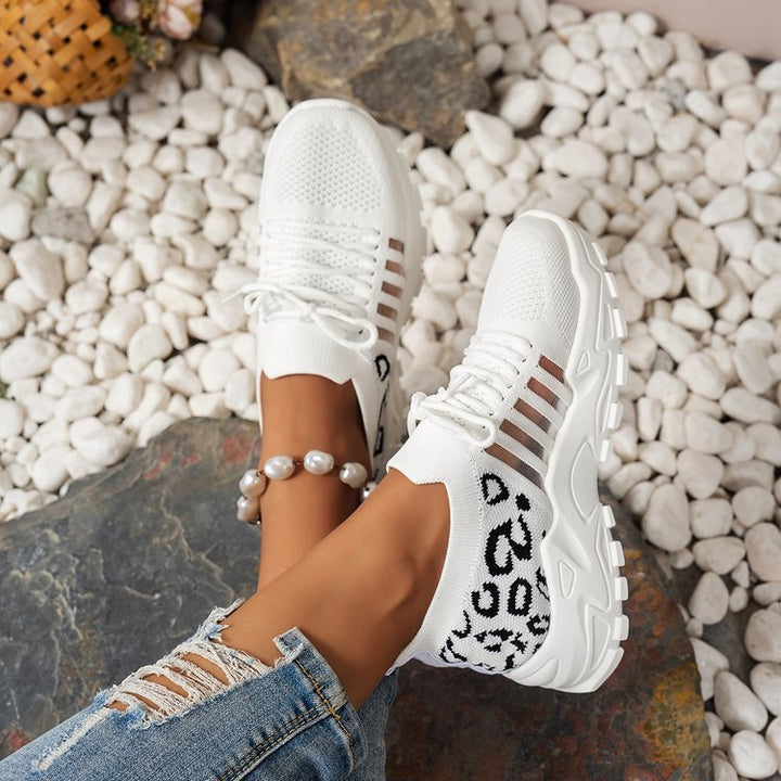 Dame Sporty Sneakers med fashionable dyremønster og åndbart overdel Stilla