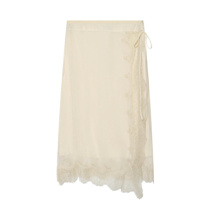 Dame elegant ruffled nederdel med delikat spids dekoration og praktisk talje snøre Skovae