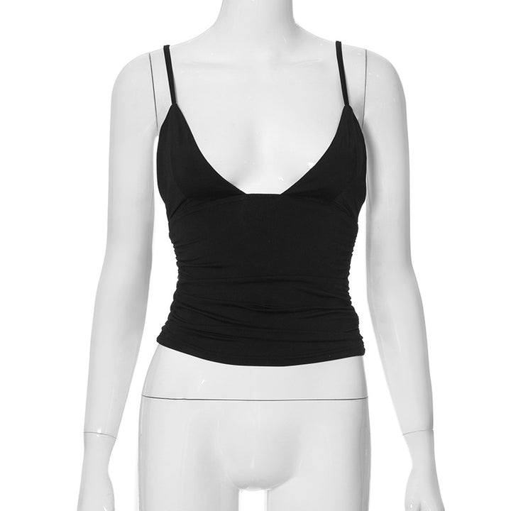 Femme Rynke Spaghetti-strop Cami Top Stilla
