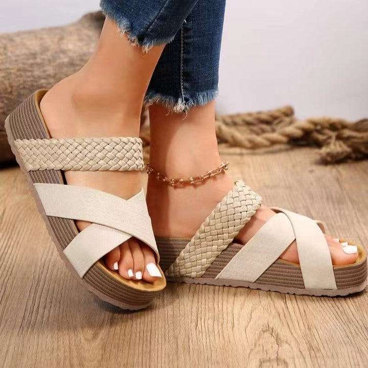 Dame Plateau-sandaler med flettede stropper og skridsikker sål Stilla