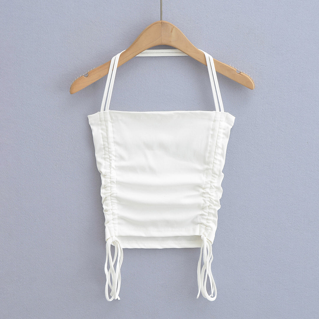 Dame Crop-Top med rynket design og justerbare stropper Stilla