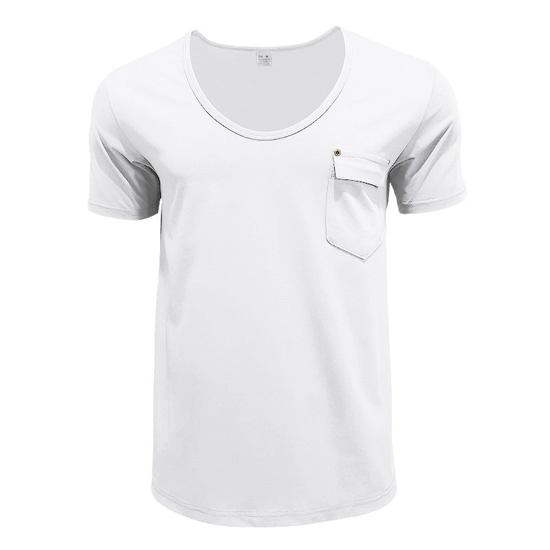 Herrer afslappet T-shirt med dyb rund hals og praktisk brystlomme Stilla