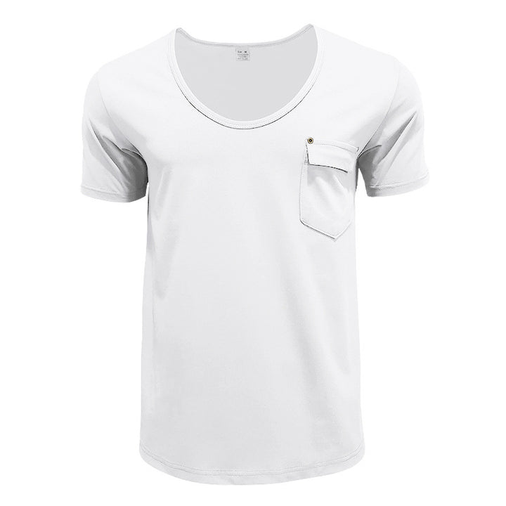 Herrer afslappet T-shirt med dyb rund hals og praktisk brystlomme Stilla