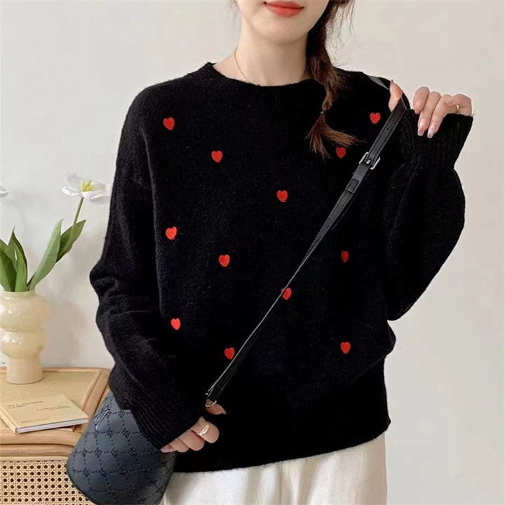 Kvinders sweater med hjerte-motiv og afslappet pasform Stilla