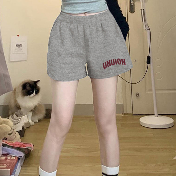 Dame Fritid Høj Talje Sport Shorts med grafiske Detaljer Stilla