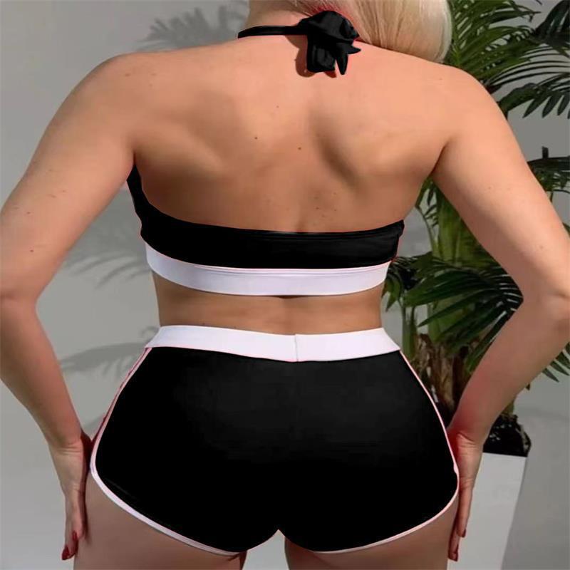 Dame Sport-Bikini-Sæt med justerbare stropper og højskårne shorts Skovae