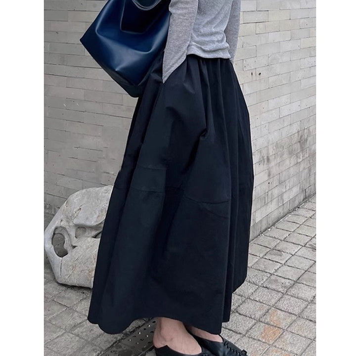 Femme A-linje Maxi-nederdel med elastisk talje og dybe lommer Stilla