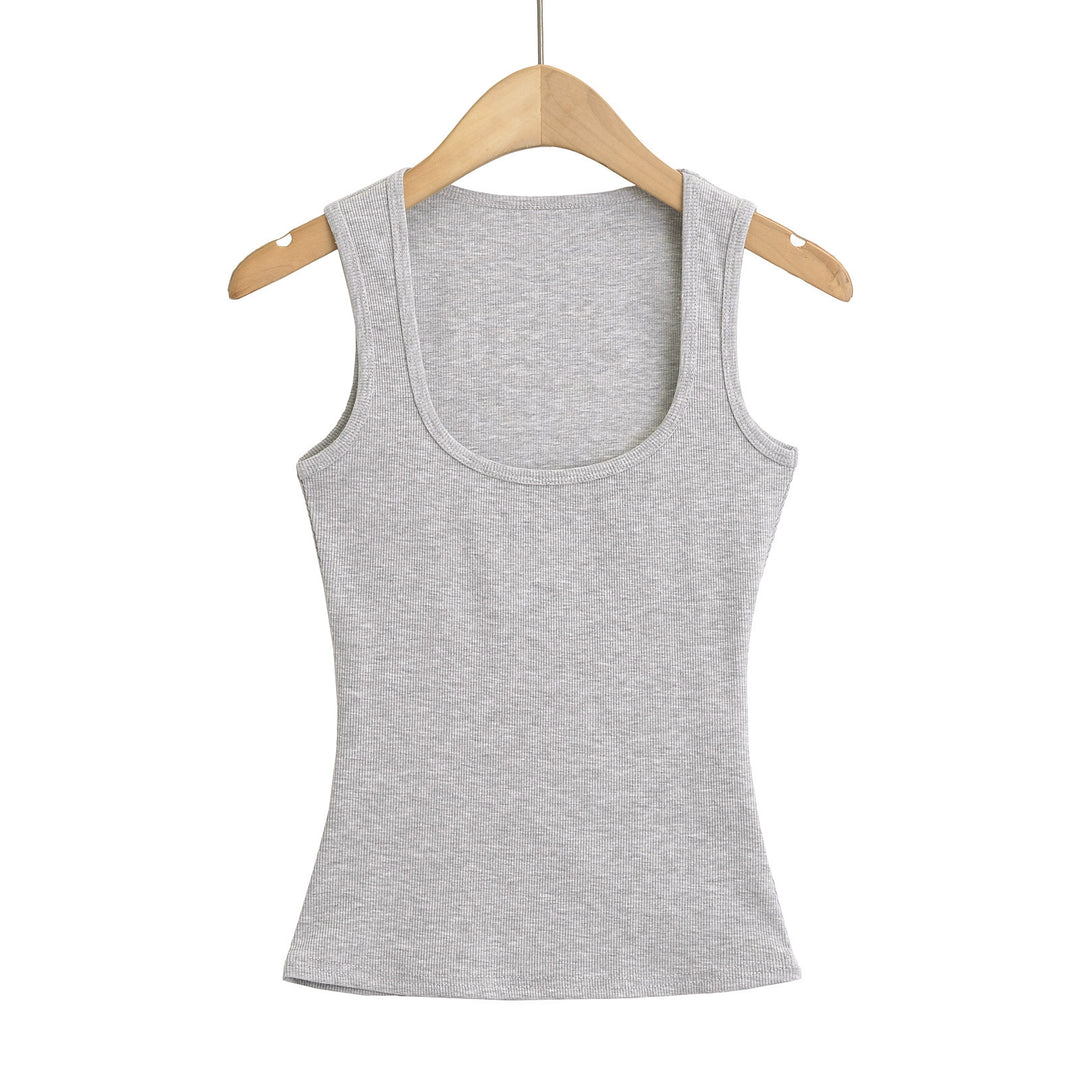 Dame uden ærmer Basic tanktop i høj kvalitet bomuldsblanding med tætsiddende snit og elastisk pasform Stilla