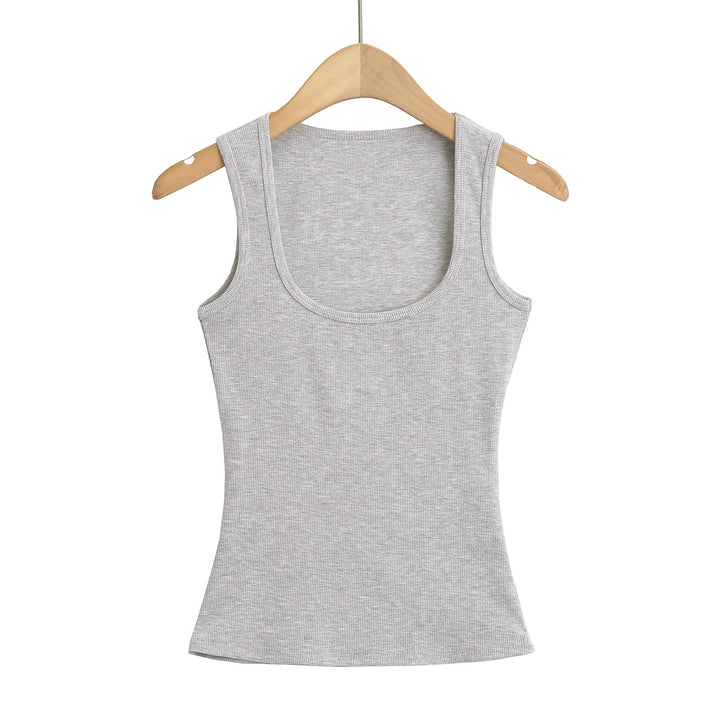 Dame uden ærmer Basic tanktop i høj kvalitet bomuldsblanding med tætsiddende snit og elastisk pasform Stilla