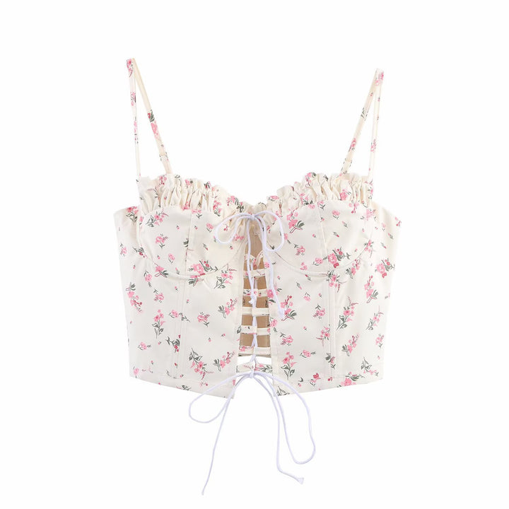 Femme Floral Print Prikket Bustier Top Stilla