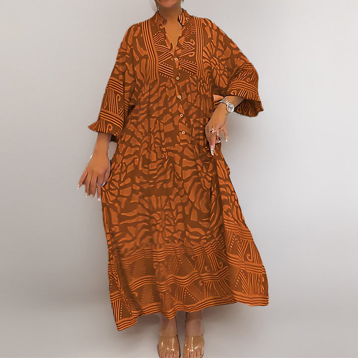 Kvinders Kaftan Kjole med Trendy Mønster Stilla