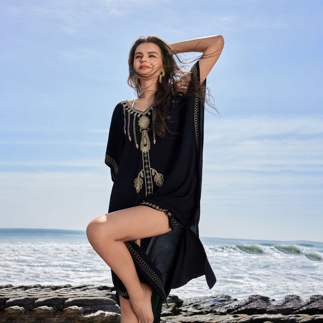 Dame Broderet Strandkaftan Stilla