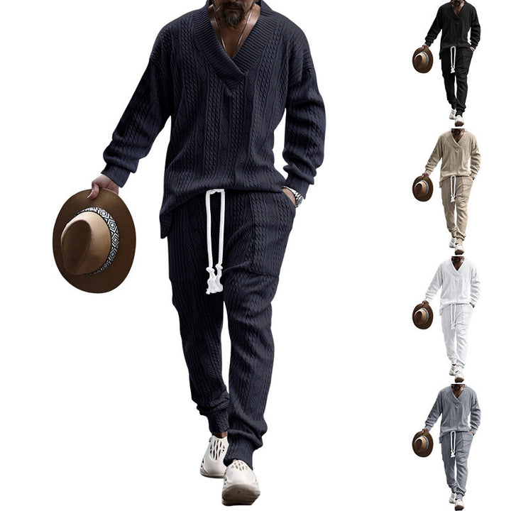 Herrer Strik Pullover og Joggingbukser Sæt Stilla