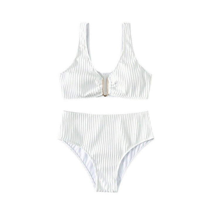 Dame Højskåret Bikini med unik Ribstruktur Skovae