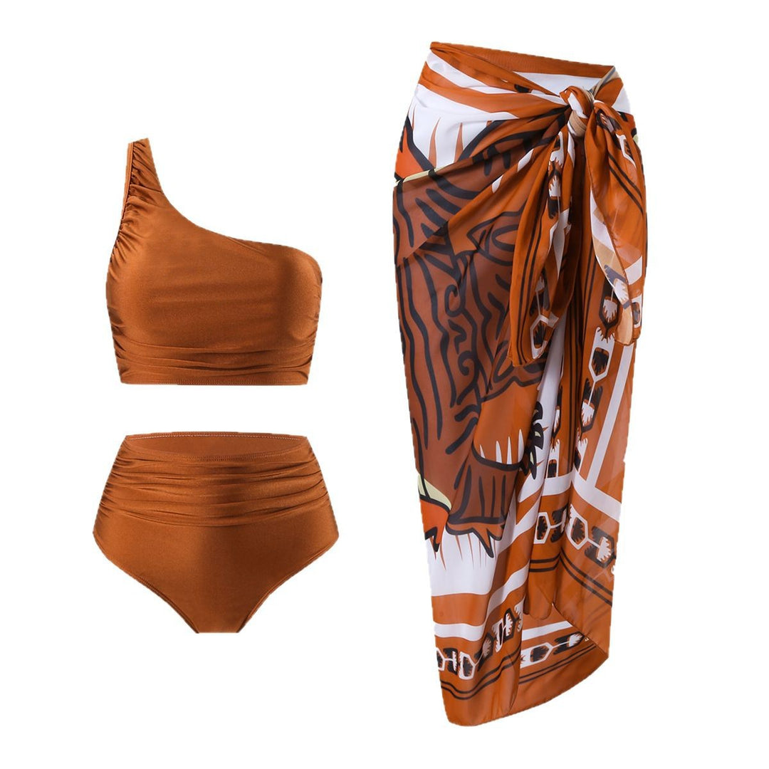 Dame bikini sæt med raffineret indpakningskjole og asymmetrisk top Stilla