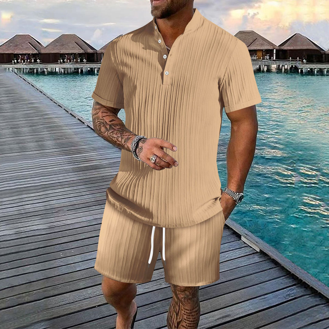 Herren stilfulde kortærmet polo t-shirt og shorts sæt Stilla