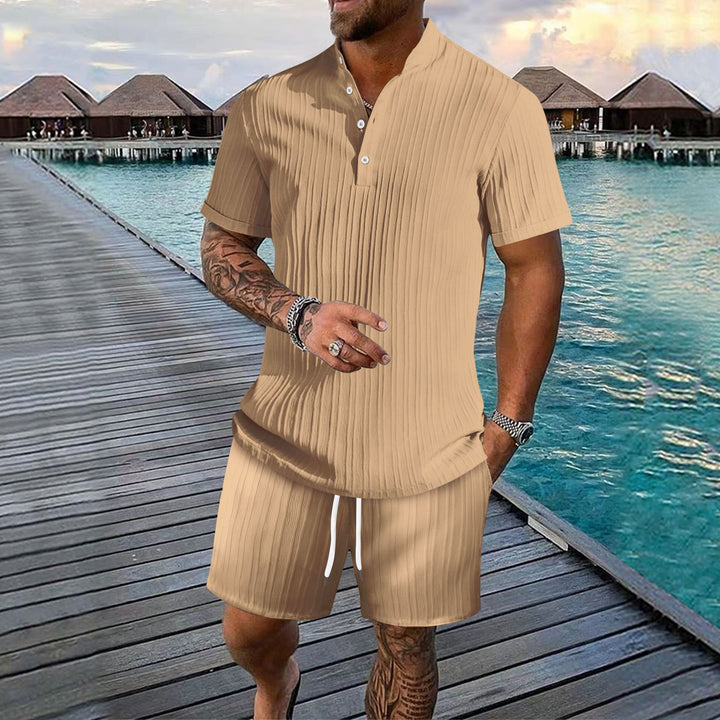 Herren stilfulde kortærmet polo t-shirt og shorts sæt Stilla