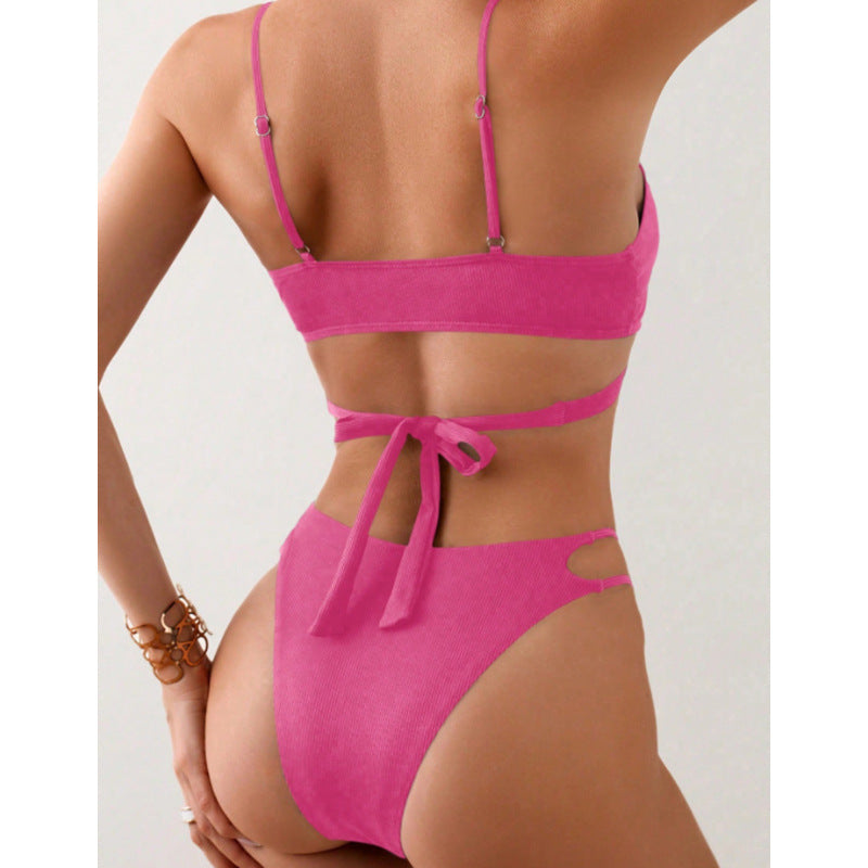 Dame Triangel-Bikini-Sæt med krydset top og side cut-outs Skovae