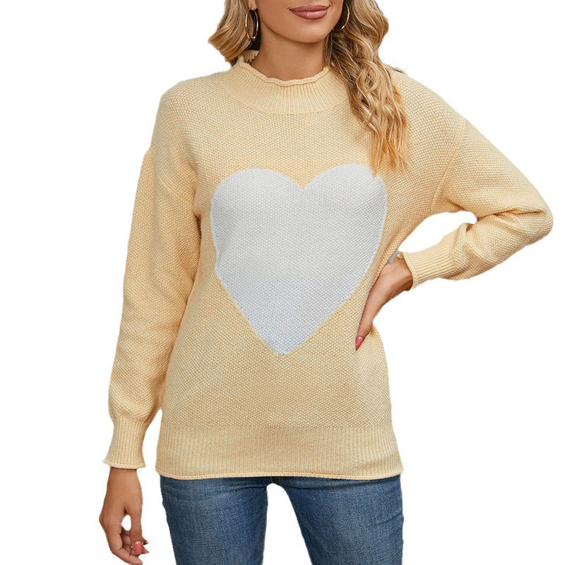 Dame moden sweater med hjerteprint Stilla