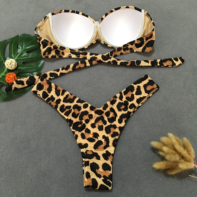Dame Strapless Leopardmønster Bikini-Sæt Stilla