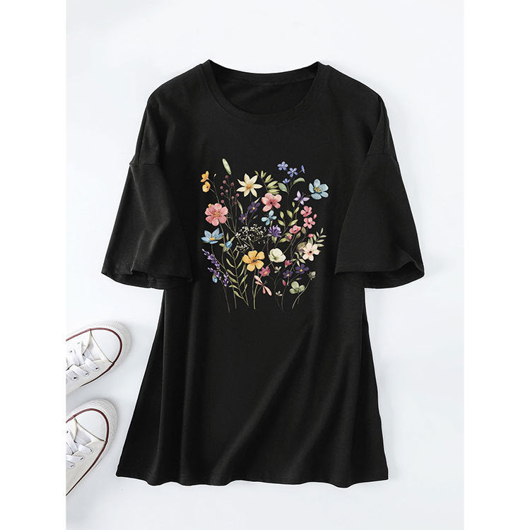 Kvinder Casual Sommer Bluse Skjorte med Blomsterprint Stilla