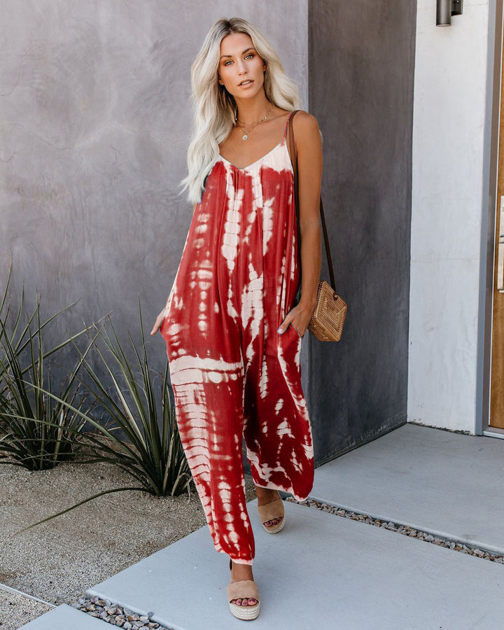 Dame Maximalt Fritids-Jumpsuit med Spaghettistropper Stilla
