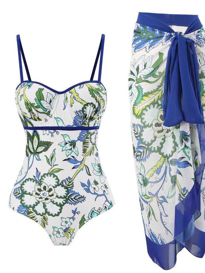 Dame one-piece badedragt med elegant indpakningsskørt Skovae