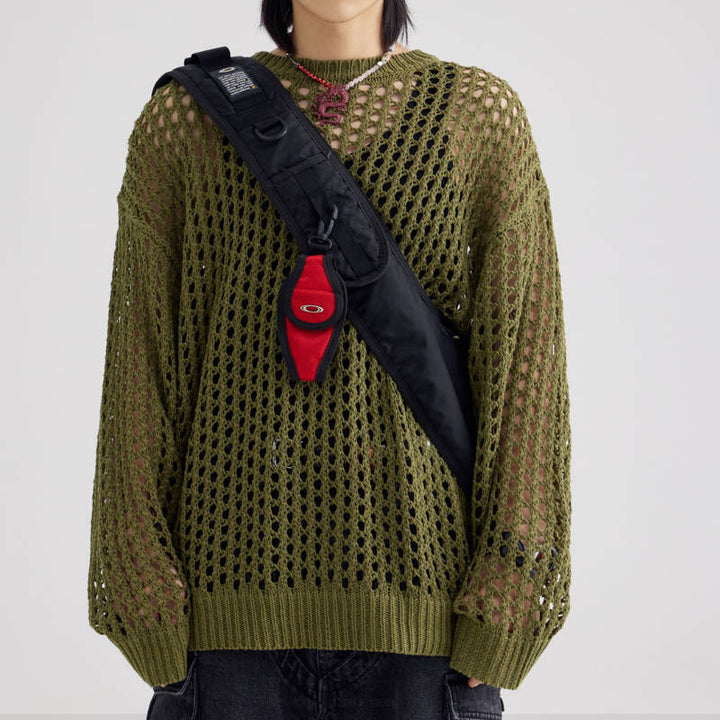 Dame luftig strikpullover med unikt netdesign og afslappet snit Stilla